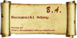 Bocsanszki Adony névjegykártya